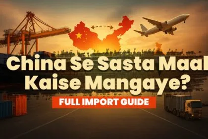 Step by step guide on How to Import from China to India showing research, supplier selection, verification, shipping, customs clearance, and final delivery process.