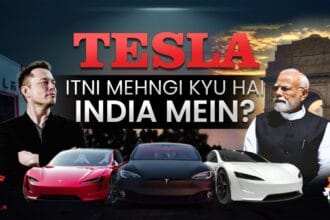 Elon Musk and Indian Prime Minister Narendra Modi in discussion about Tesla India’s potential investment and manufacturing plans in India, symbolizing the future of Tesla India and the country’s EV revolution.