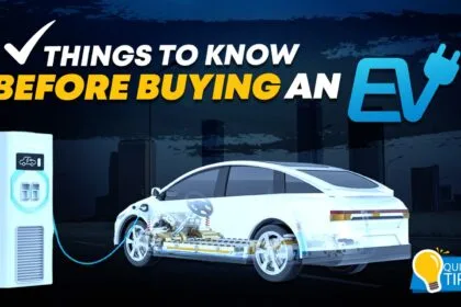 A modern EV car charging at a public station during dusk with the charging cable connected, representing the rise of EV Cars and electric mobility