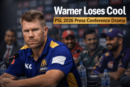 David Warner loses cool at PSL captains presser during Pakistan Super League 2026 press conference highlighting tense moment among team captains