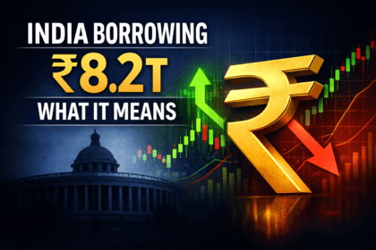 India borrowing ₹8.2 trillion plan showing government bond issuance and economic impact on markets and interest rates