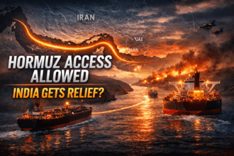 Iran allows India Pakistan Strait of Hormuz access showing oil tankers navigating the strategic waterway during geopolitical conflict
