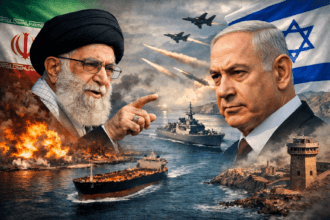 Iran Israel War Live Updates showing escalating tensions, missile strikes, and naval activity near the Strait of Hormuz as Iran proposes ceasefire with reparations demand