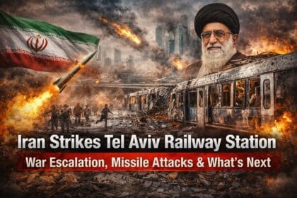 Iran Strikes Tel Aviv Railway Station showing missile attack, destroyed train, explosions, and damaged infrastructure in central Israel during the ongoing Iran-Israel war.