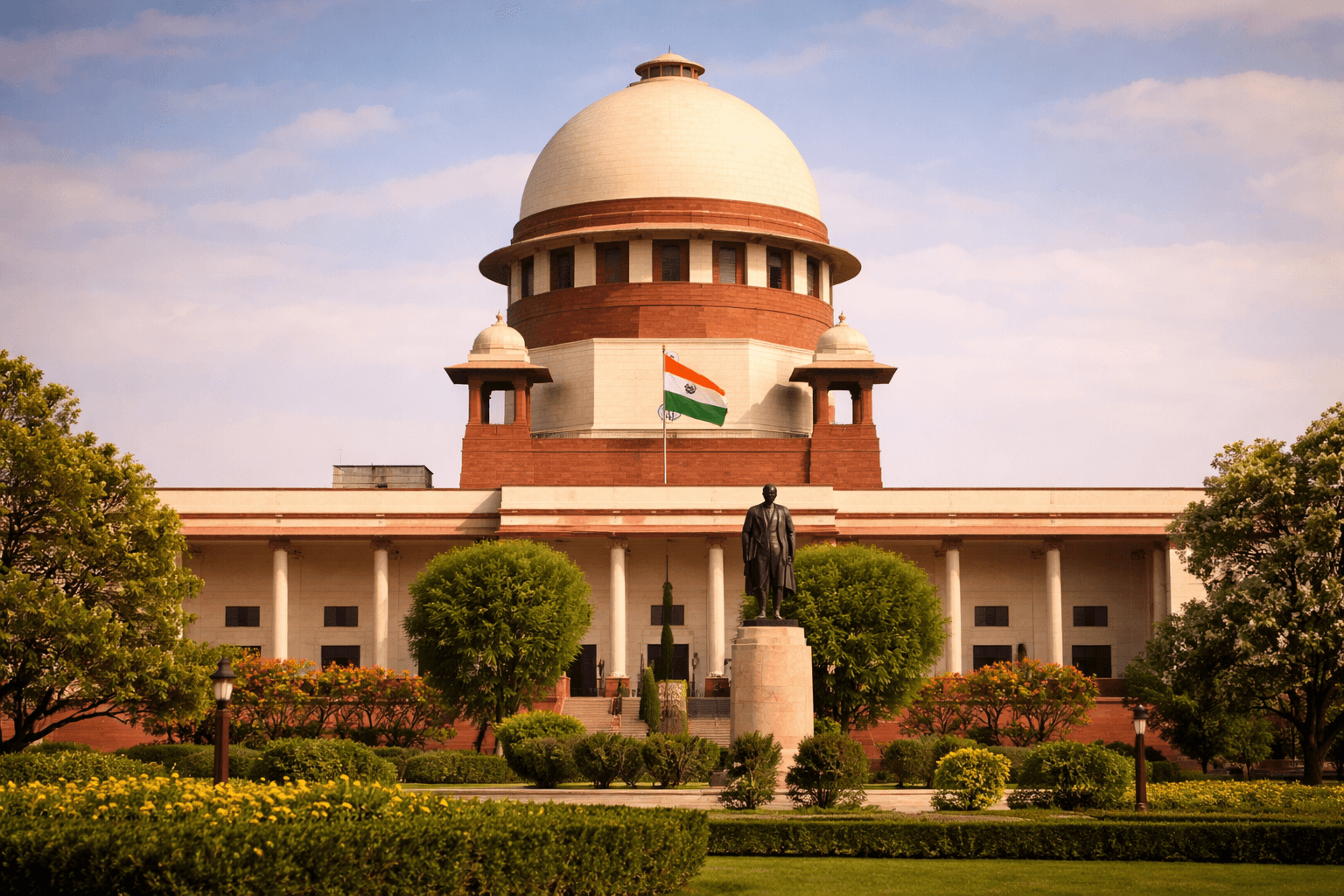 Supreme Court of India ruling on SC Status India showing Hindu, Sikh, and Buddhist communities with legal symbols, highlighting eligibility criteria for Scheduled Caste status.