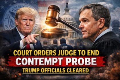 Court orders DC judge to end contempt probe image showing Donald Trump, a judge, US Capitol, and gavel symbolizing legal ruling on Trump officials deportation case