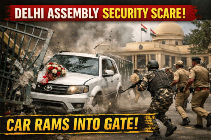 Delhi Assembly security scare as a speeding SUV breaches barricades and crashes into the main gate raising security concerns
