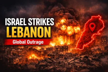 Israel’s deadly strikes in Lebanon showing explosions over Beirut skyline and destruction in residential areas