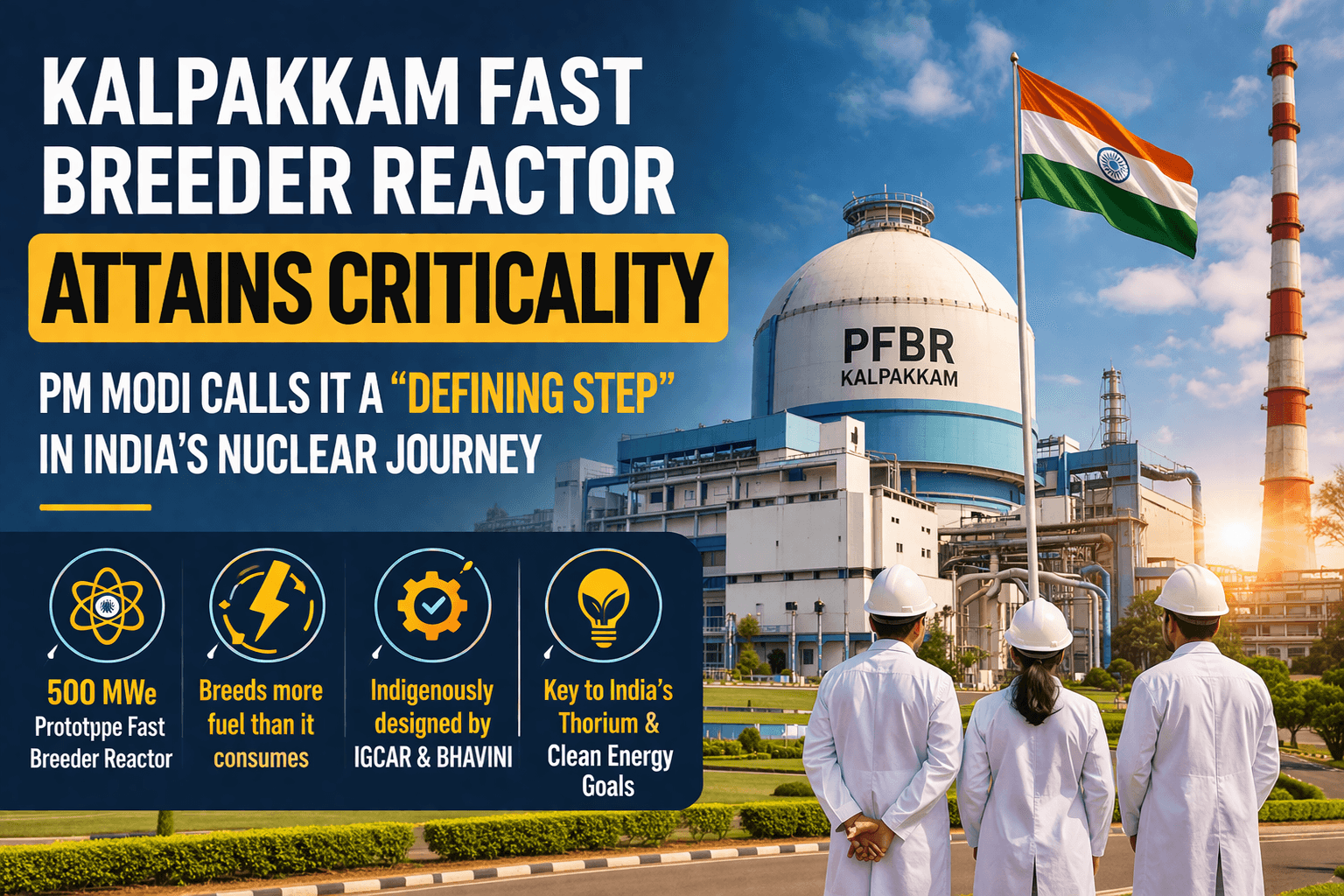 Kalpakkam Fast Breeder Reactor achieving criticality in Tamil Nadu marking India’s nuclear energy milestone