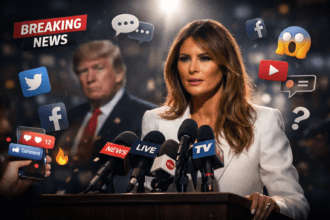 Melania Trump addressing media amid viral rumors about leaving Donald Trump after Epstein statement