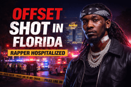 Offset shot in Florida outside Seminole Hard Rock Casino with police and ambulance at the scene