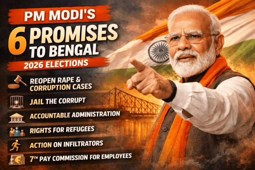 PM Modi’s 6 Big Promises to Bengal including 7th Pay Commission, corruption crackdown and women safety ahead of 2026 elections