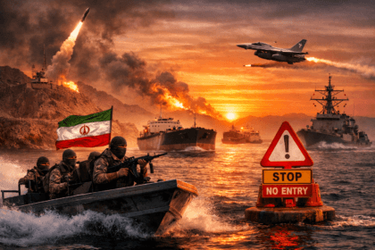 Strait of Hormuz crisis 2026 shows Iranian military patrol boats near oil tankers as shipping remains restricted despite US-Iran ceasefires