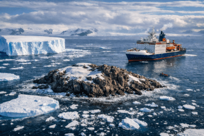 Uncharted Island in Antarctica discovered near Weddell Sea with Polarstern research ship mapping the region